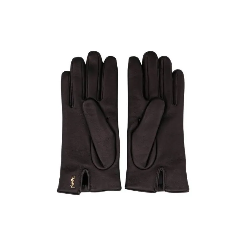 SAINT LAURENT Leather Gloves Women's Black-0