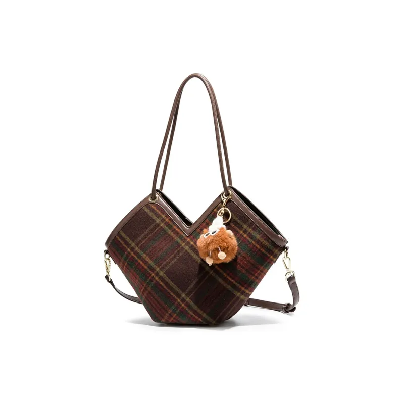 MACKJANICE Polyurethane Synthetic Leather Tote Shoulder Bag Women's Coffee-4