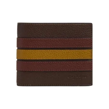 COACH 3 IN 1 Wallet Pebbled Leather Wallet Mini Women's Mahogany