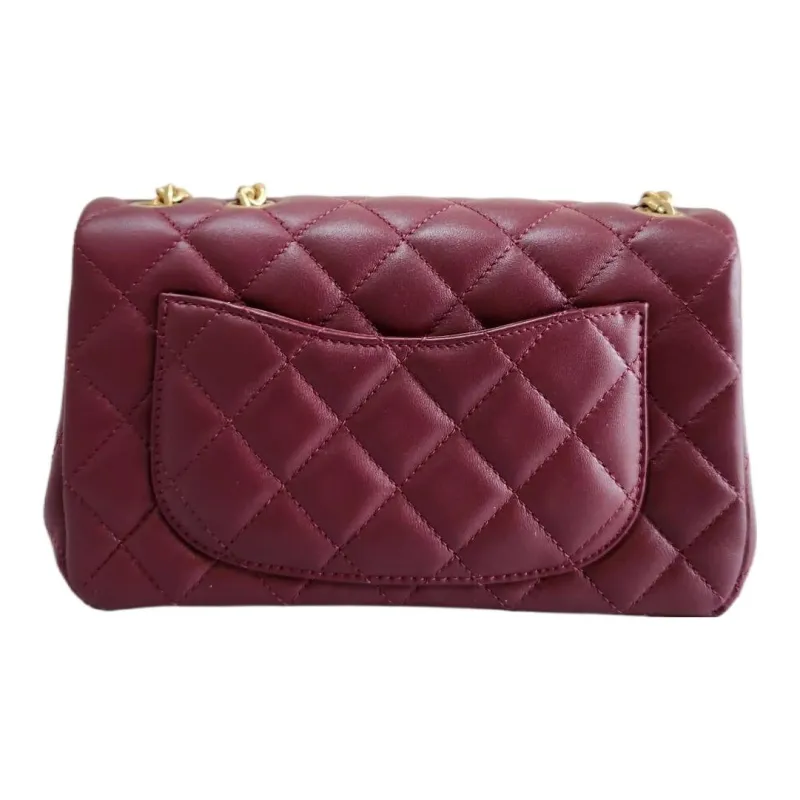 CHANEL Sheepskin Chain Bag, Shoulder Bag, Crossbody Bag Mini Women's Burgundy-1