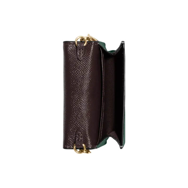 COACH Cross Grain Leather Square Bag, Shoulder Bag, Crossbody Bag, Wallet Mini Women's Dark Green-2