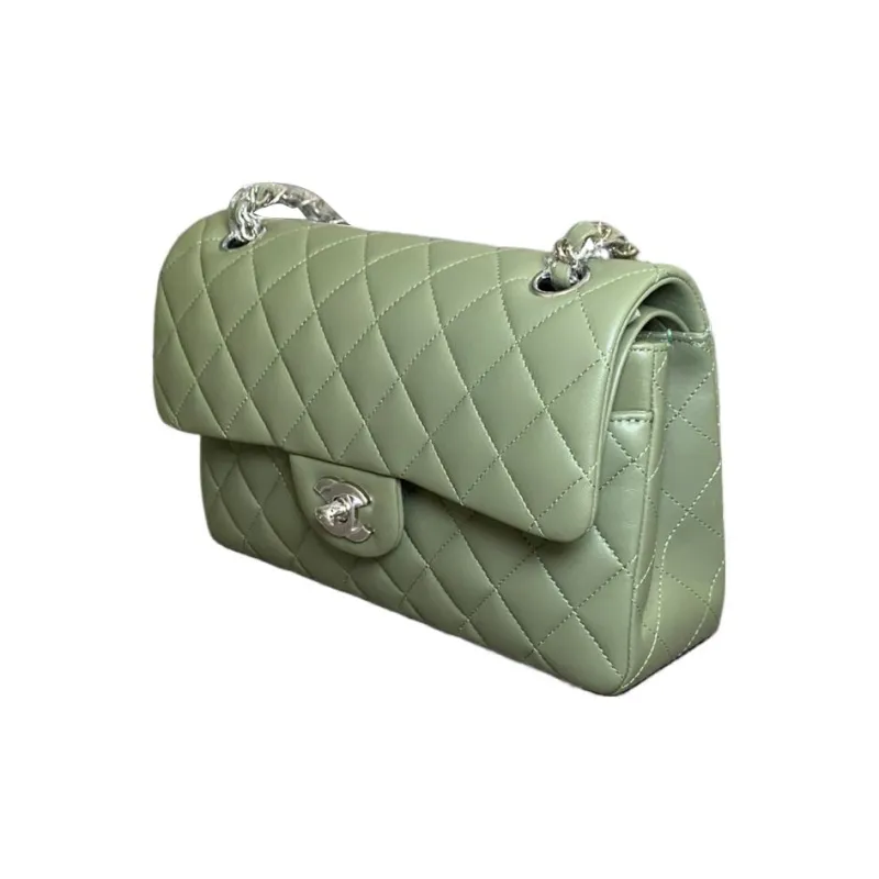 CHANEL Classic Flap CF Lambskin Flap Bag, Crossbody Bag, Shoulder Bag Trumpets Women's Green-1