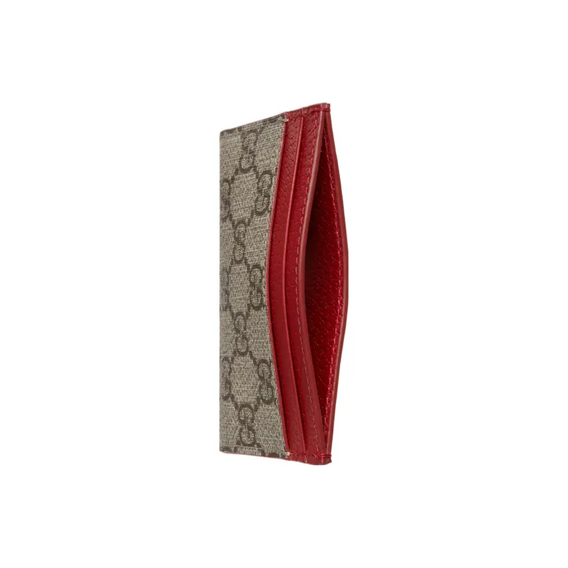 GUCCI Canvas With Leather Card Holder Regular Men's Red/Brown-3
