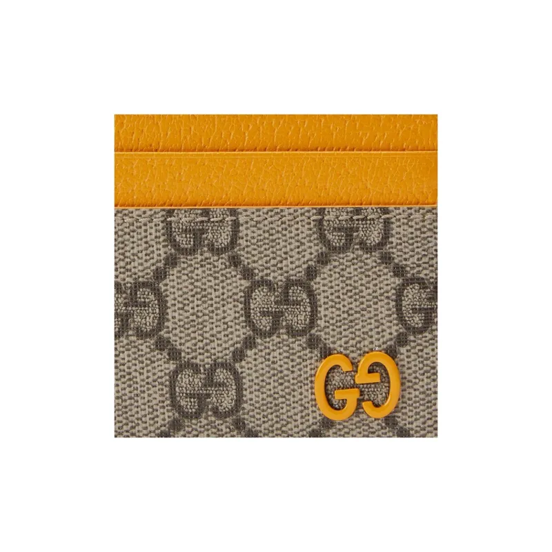 GUCCI Canvas With Leather Card Holder Regular Men's Yellow/Brown-4