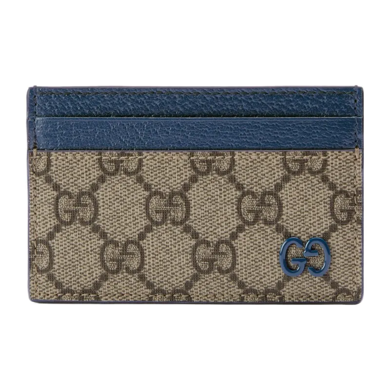 GUCCI Canvas With Leather Card Holder Regular Men's Blue/Brown-0