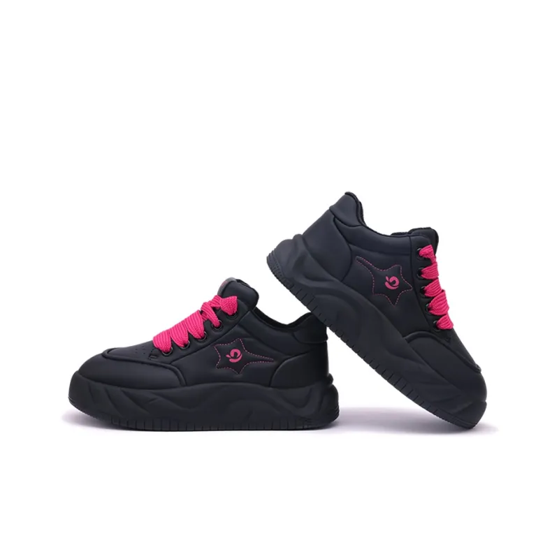 Mr.shang Warm High Top Skateboard Shoes Women's Black Red-1