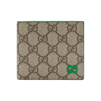 GUCCI Canvas With Leather Trim Wallet Regular Men's Green/Brown