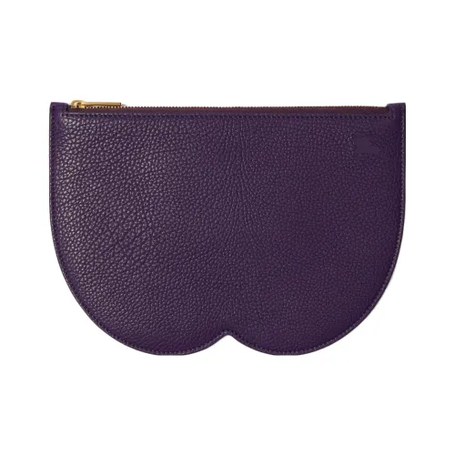 Burberry Calfskin Storage Bag Large Size Women's Ribbon Purple