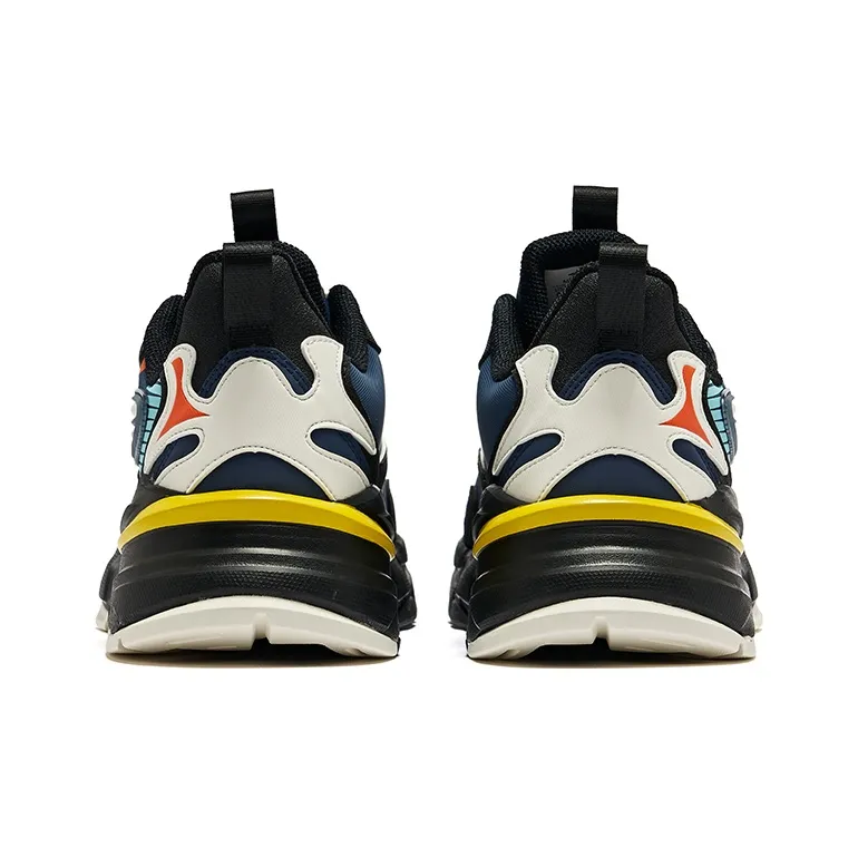 Erke Cushioning Wear-Resistant Low-Top Running Shoes Men's Jet Black With Dark Blue Undertones-3
