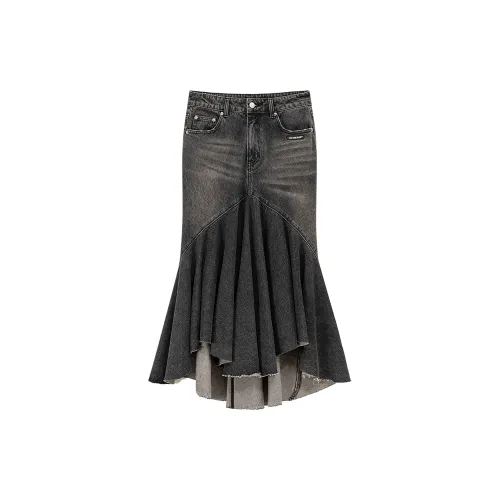 NO ONE ELSE Denim Long Skirts Women's Black Gray