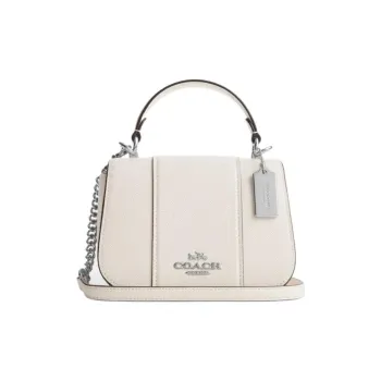 COACH Top Handle Cow Leather Saddle Bag Handbag Shoulder Bag Crossbody Bag Small Size Women's White