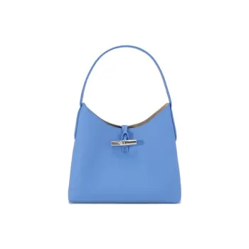 LONGCHAMP Roseau Cow Leather Shoulder Bag, Handbag, Shoulder Bag Medium Size Women's Royal Blue