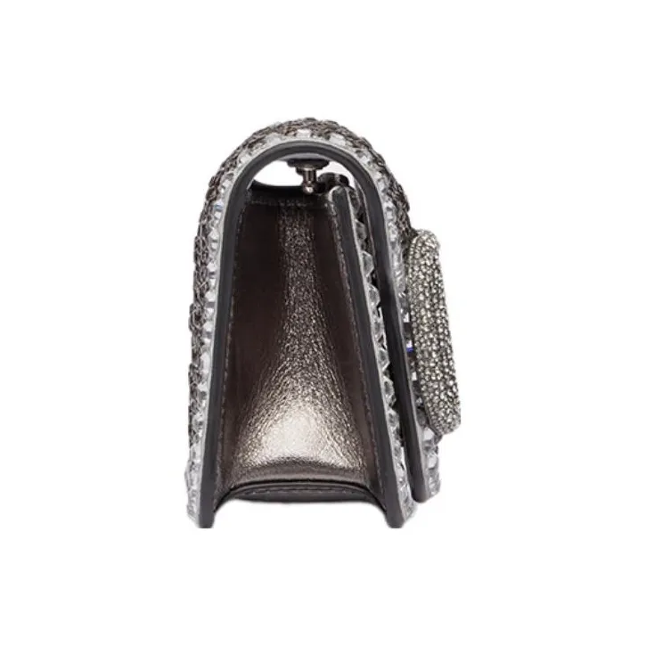 Valentino Locò Faux Crystal Shoulder Bag, Crossbody Bag, Handbag Mini Women's Silver/Crystal-2