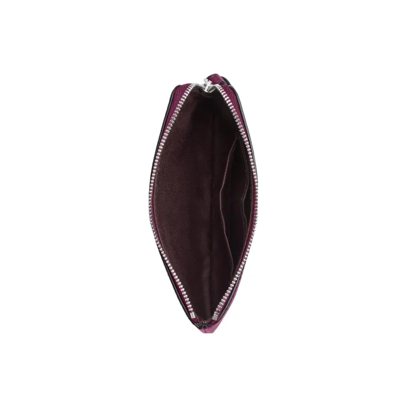 COACH Corner Zip Canvas With Leather Wallet Wrist Bag Clutch Small Size Women's Graphite/Dark Raspberry-1