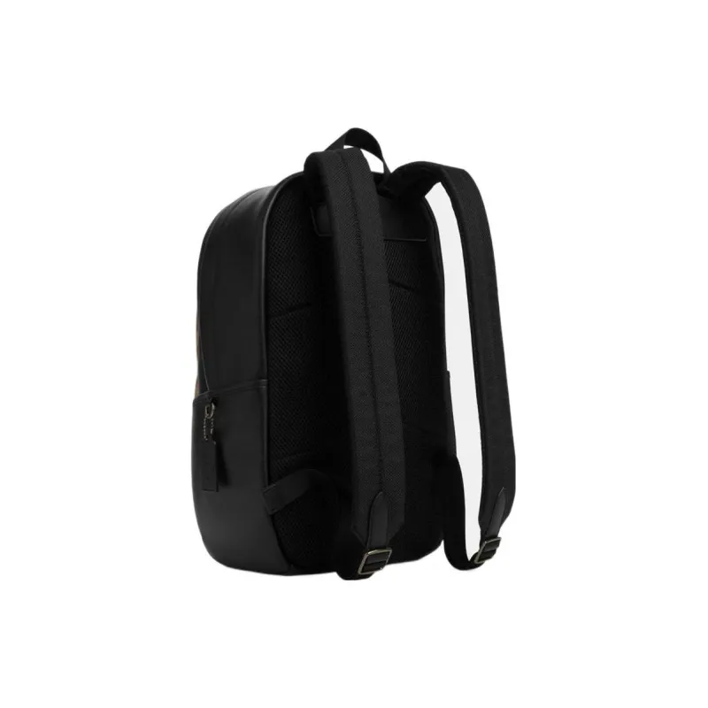 COACH Edge Canvas With Leather Backpack Large Size Men's Khaki & Black-1