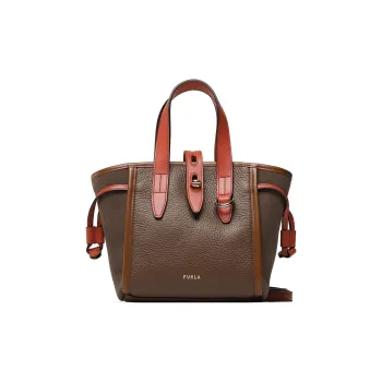 Furla Net Collection Leather Basket Bag, Shoulder Bag, Crossbody Bag, Handbag Small Size Women's Praline Multicolor