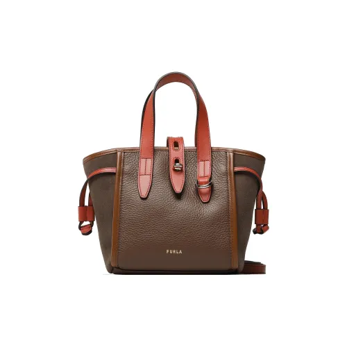 Furla Net Collection Leather Basket Bag, Shoulder Bag, Crossbody Bag, Handbag Small Size Women's Praline Multicolor