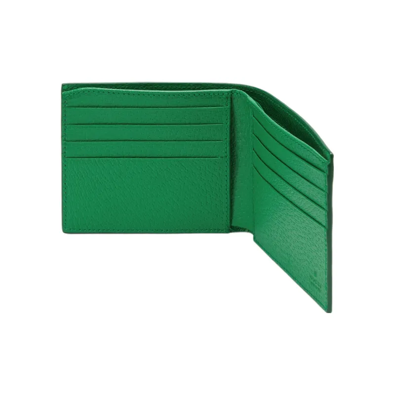 GUCCI Canvas With Leather Trim Wallet Regular Men's Green/Brown-3