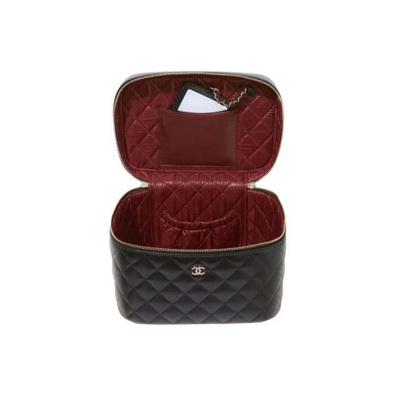 CHANEL 22SS Sheepskin Box Bag, Makeup Bag, Handbag Women's Black-2