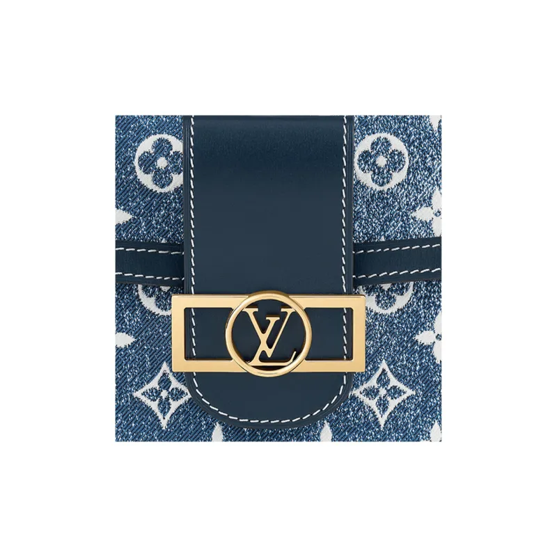 LOUIS VUITTON Dauphine Denim Daphne Handbag Shoulder Bag Medium Size Women's Blue-5