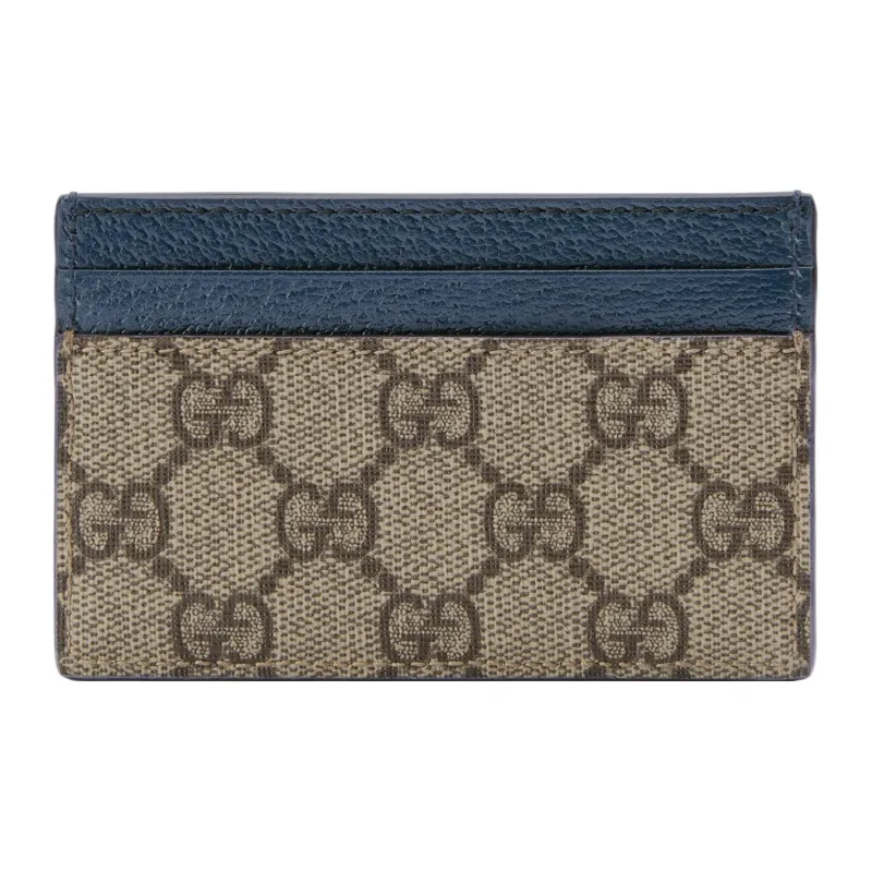 GUCCI Canvas With Leather Card Holder Regular Men's Blue/Brown-2