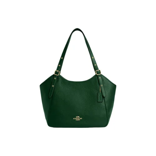 COACH Zip Shoulder Bag Pebbled Leather Tote Bag, Shopping Bag, Handbag, Shoulder Bag Women's