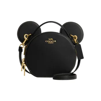 COACH X Disney Collaboration Cow Leather Small Round Crossbody Bag Small Size Women's Black