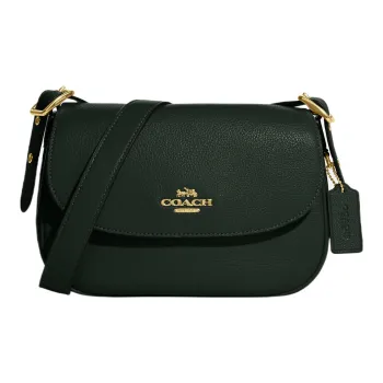 COACH Macie Canvas With Leather Saddle Bag Shoulder Bag Crossbody Bag Medium Size Women's Amazon Green