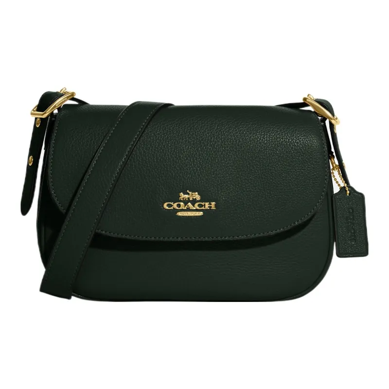 COACH Macie Canvas With Leather Saddle Bag Shoulder Bag Crossbody Bag Medium Size Women's Amazon Green-0