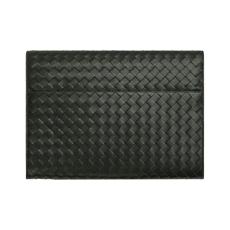Bottega Veneta Intrecciato Calfskin Clutch Men's Dark Green-1