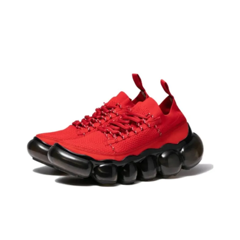 Grounds Low-Top Casual Shoes Unisex Red Black-1