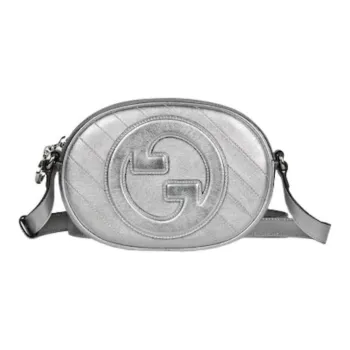 GUCCI Blondie Leather Crossbody Bag, Shoulder Bag Women's Silver
