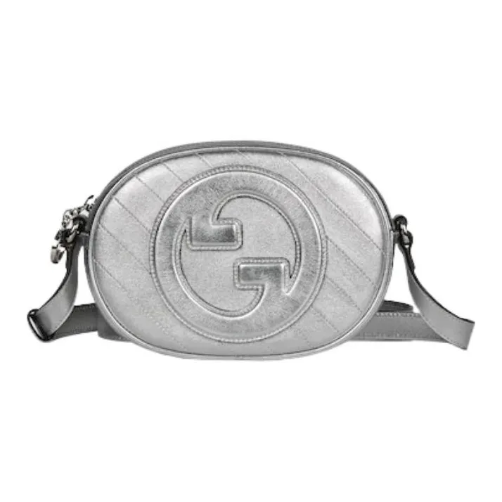 GUCCI Blondie Leather Crossbody Bag, Shoulder Bag Women's Silver-0