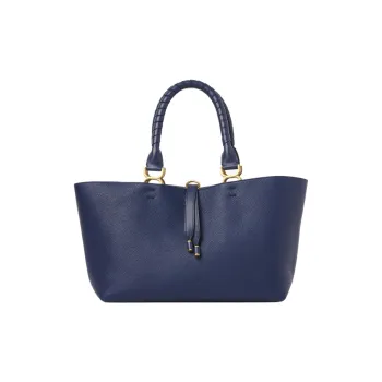 Chloe Marcie Grained Calfskin Tote Bag Shopping Bag Shoulder Bag Handbag Small Size Women's Blue