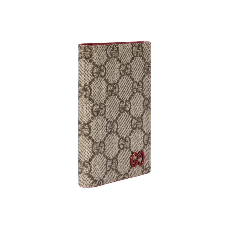 GUCCI Canvas With Leather Trim Card Holder Regular Men's Red/Brown-1