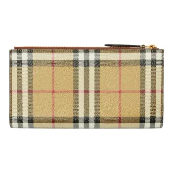 Burberry Polyurethane Wallet Large Size Women's Archive Beige