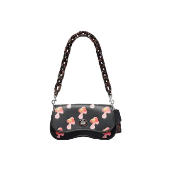 COACH Dinky Leather Handbags Shoulder Bags Women's Black