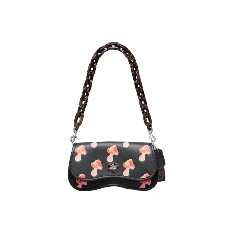 COACH Dinky Leather Handbag, Shoulder Bag Women's Black-0