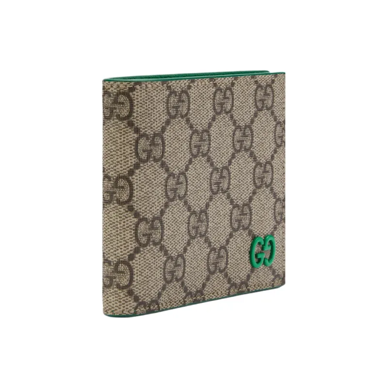 GUCCI Canvas With Leather Trim Wallet Regular Men's Green/Brown-2
