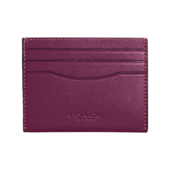 COACH Card Case Calfskin ID Card Holder Wallet Card Holder Women's Deep Raspberry