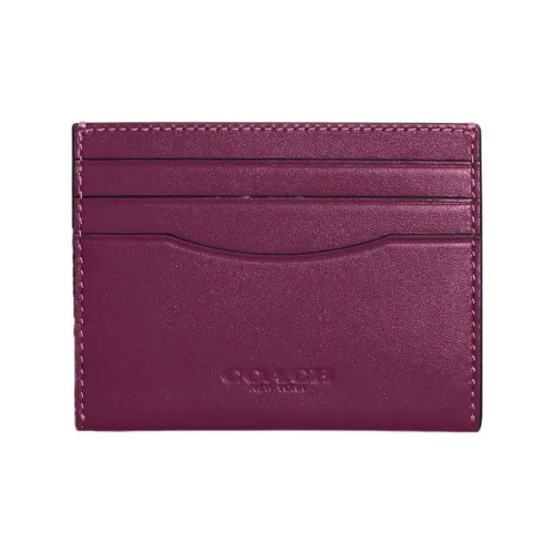 COACH Card Case Calfskin ID Card Holder Wallet Card Holder Women's Deep Raspberry