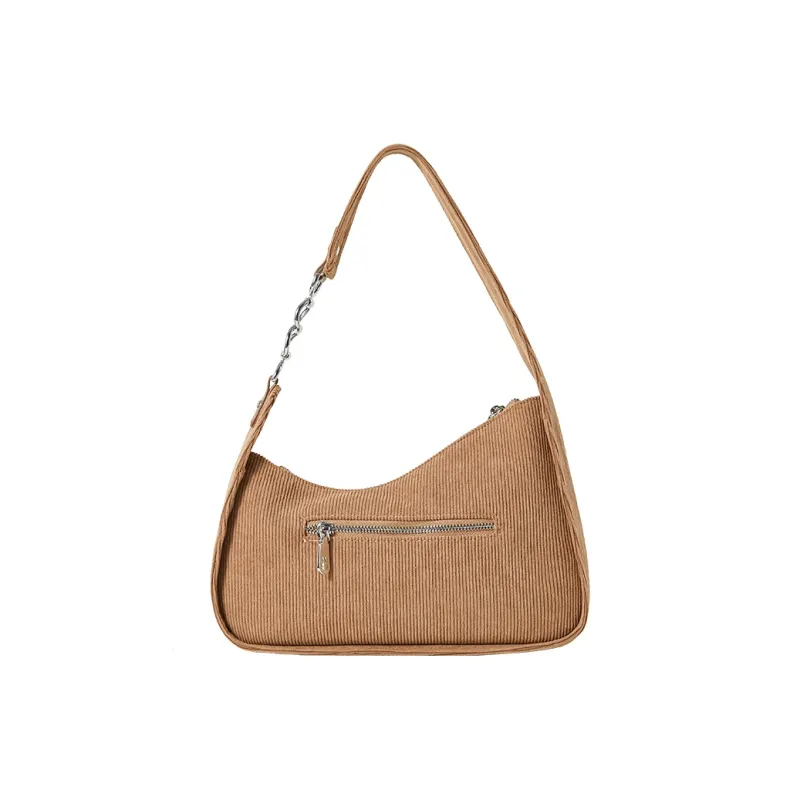 Miffy Corduroy Plush Shoulder Bag Crossbody Bag Medium Size Women's Khaki/Pink Brown-2