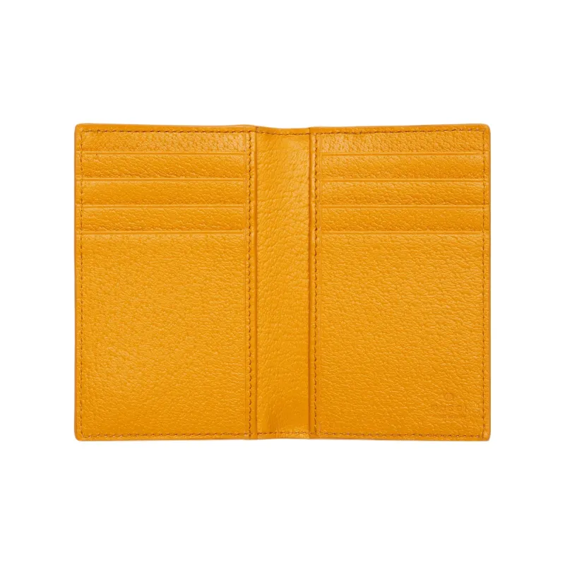 GUCCI Canvas With Leather Trim Card Holder Regular Men's Yellow/Brown-3