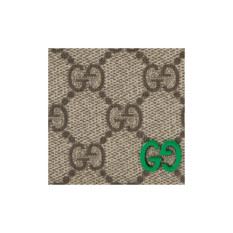 GUCCI Canvas With Leather Trim Wallet Regular Men's Green/Brown-5