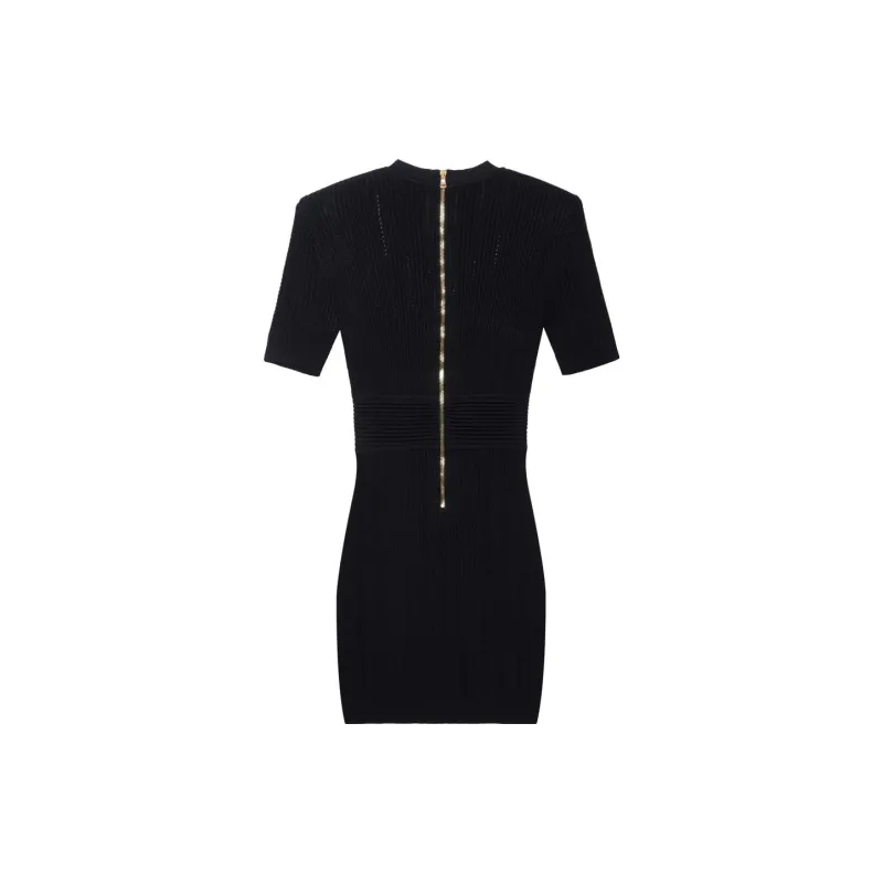 BALMAIN Short Sleeved Dress Women's Black-1