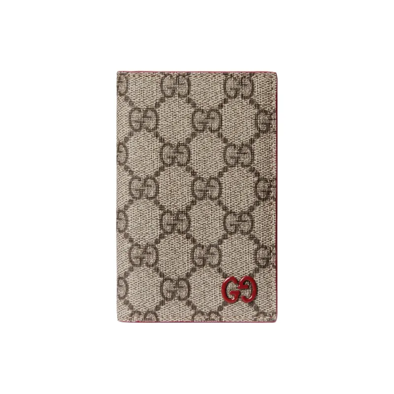 GUCCI Canvas With Leather Trim Card Holder Regular Men's Red/Brown-0