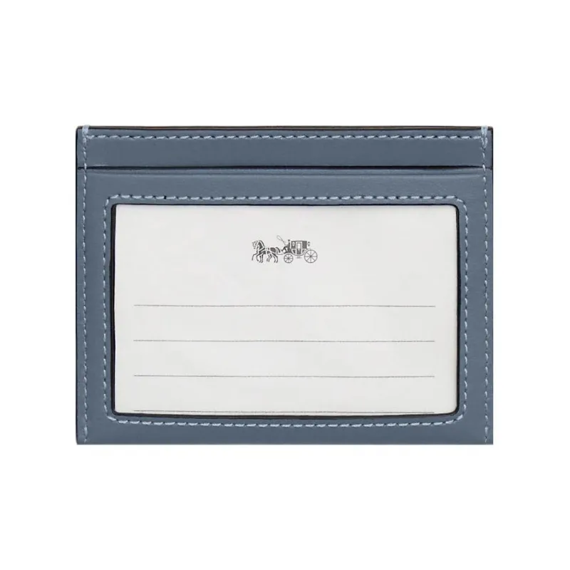 COACH Card Case Calfskin ID Card Holder, Wallet Card Holder Regular Women's Blue-1