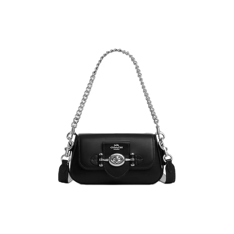 COACH Brie Calfskin Portable Crossbody Bag, Shoulder Bag Trumpets Women's Black-0