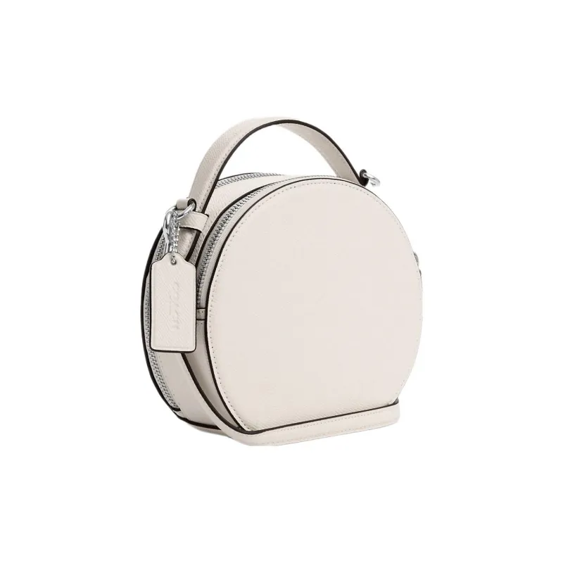 COACH Canteen Cross-Stitch Leather Handbag Shoulder Bag Crossbody Bag Small Size Women's Silver/Chalk White Multicolor-1