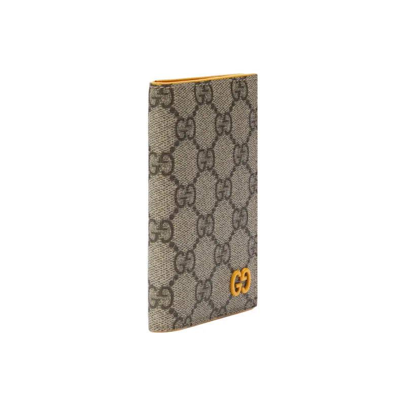 GUCCI Canvas With Leather Trim Card Holder Regular Men's Yellow/Brown-1